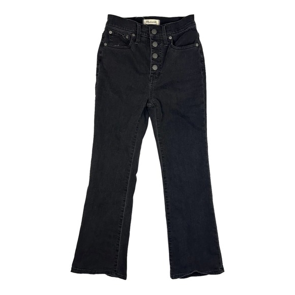 Madewell Denim - Madewell Sz 25 Cali Demi-Boot Jeans Bellspring Wash Button Front Flare Leg Black